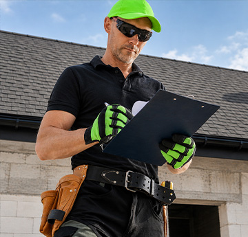 Roofing professional documenting a roof inspection